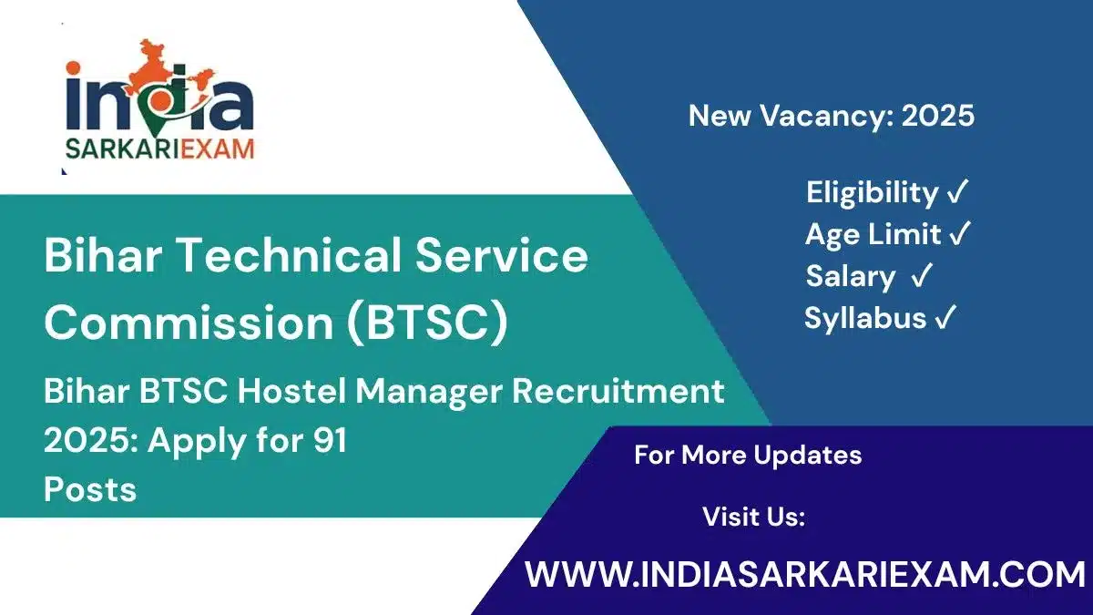 Bihar BTSC Hostel Manager Recruitment 2025 - Apply Now!